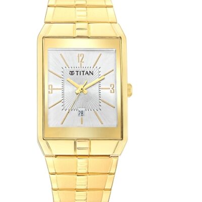 Titan Men White & Gold-Toned Analogue Watch 9151YM06