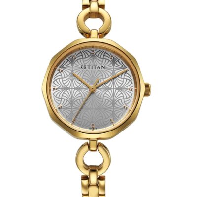 Titan Women Brass Dial & Stainless Steel Bracelet Style Straps Analogue Watch 2702YM01