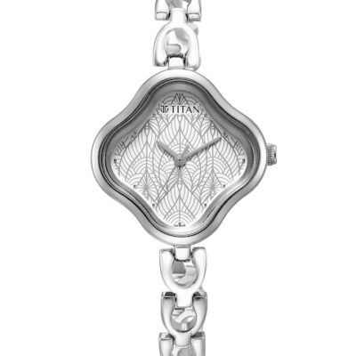 Titan Women Brass Dial & Stainless Steel Bracelet Style Straps Analogue Watch 2701SM01
