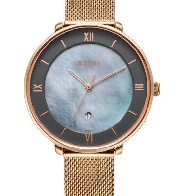 Titan Women Brass Mother of Pearl Dial Bracelet Style Straps Analogue Watch