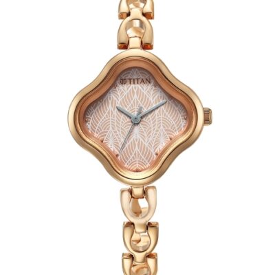 Titan Women Brass Printed Dial & Stainless Steel Bracelet Style Straps Analogue Watch