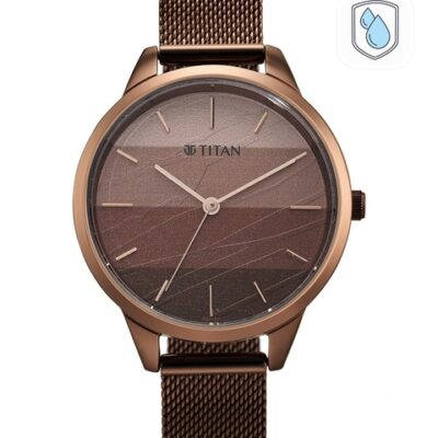 Titan Women Brown Dial & Stainless Steel Bracelet Style Straps Analogue Watch 2664QM01