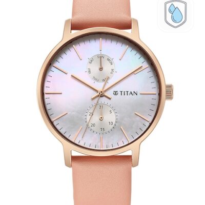 Titan Women Leather Straps Analogue Watch 95143WL01-Rose Colour