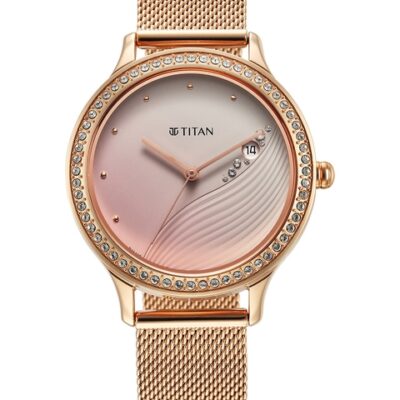 Titan Women Rose-Gold-Plated Stainless S...