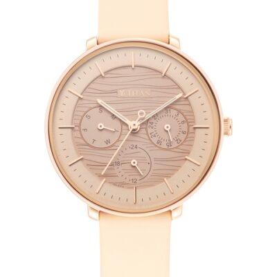 Titan Women Rose Gold-Toned Brass Dial & Rose Gold Toned Leather Straps Analogue Watch