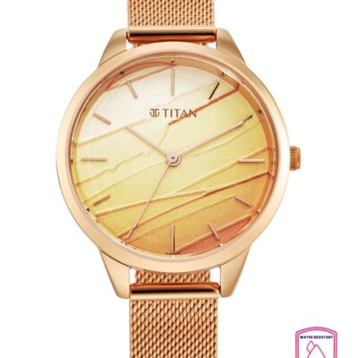 Titan Women Rose Gold-Toned Brass Dial & Stainless Steel Analogue Watch 2664WM02