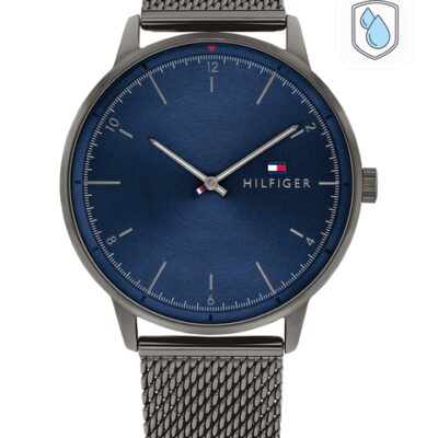 Tommy Hilfiger Men Blue Dial & Grey Stainless Steel Bracelet Straps Analogue Watch TH1791878W