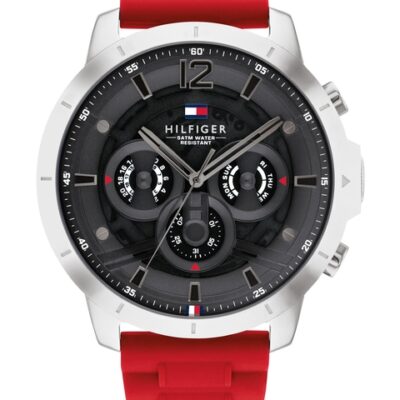 Tommy Hilfiger Men Grey Dial & Red TH1710490 Straps Analogue Watch