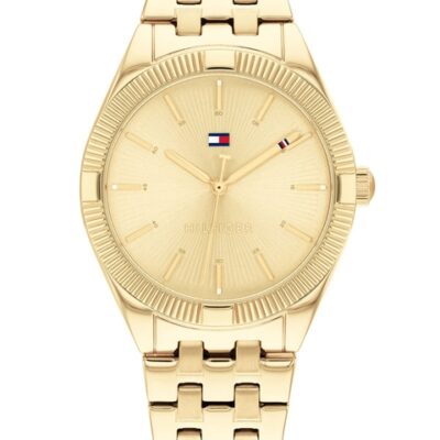 Tommy Hilfiger Women Gold Solid Dial & Gold Stainless Steel Wrap Around Analogue Watch